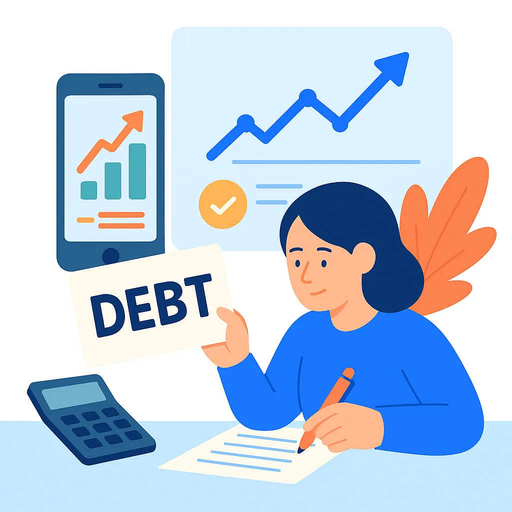 Paying off debt illustration